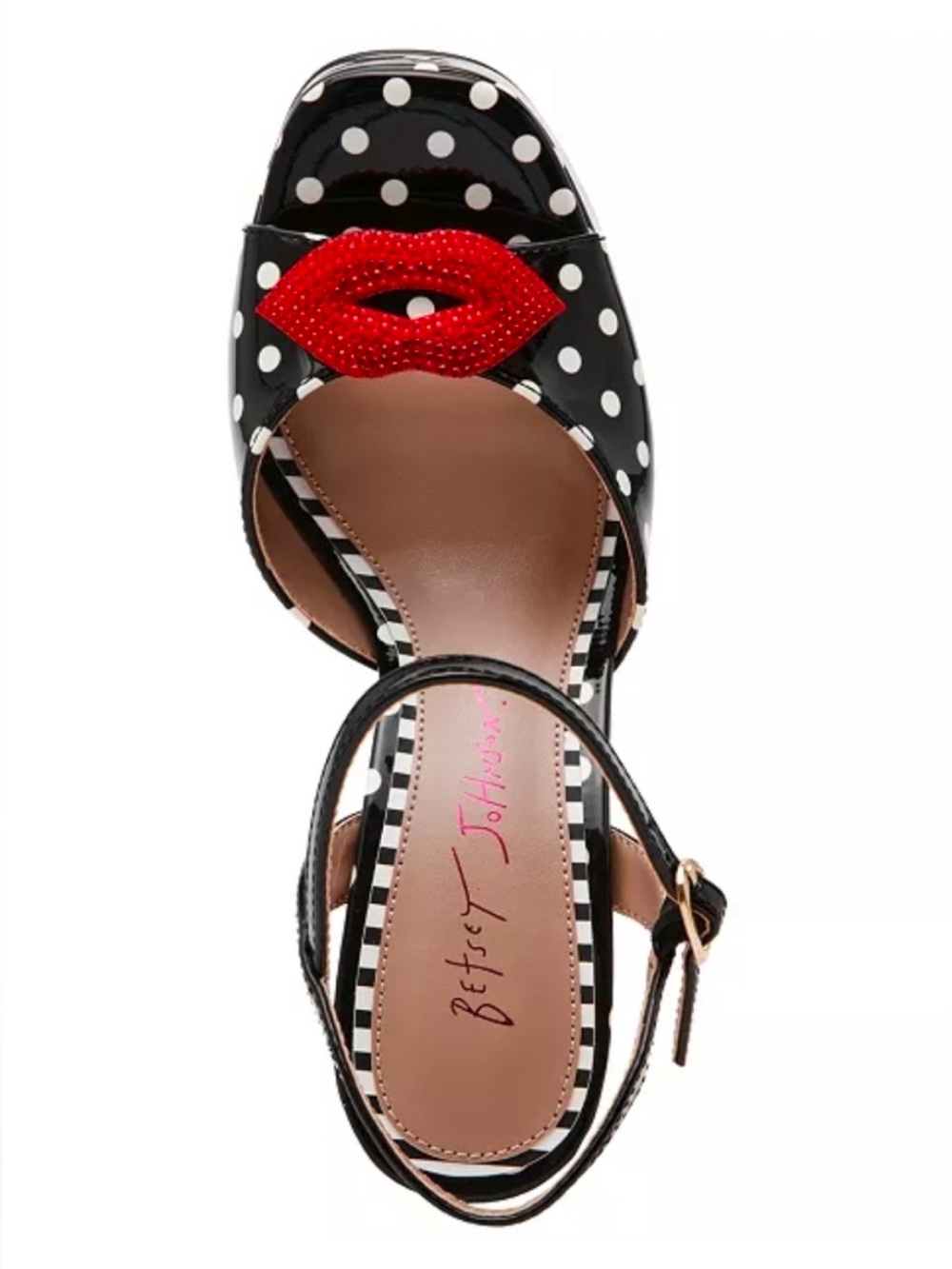 Betsey Johnson Allyson Lips Polka Dot Platform Heels Sandals - Picture 2 of 6
